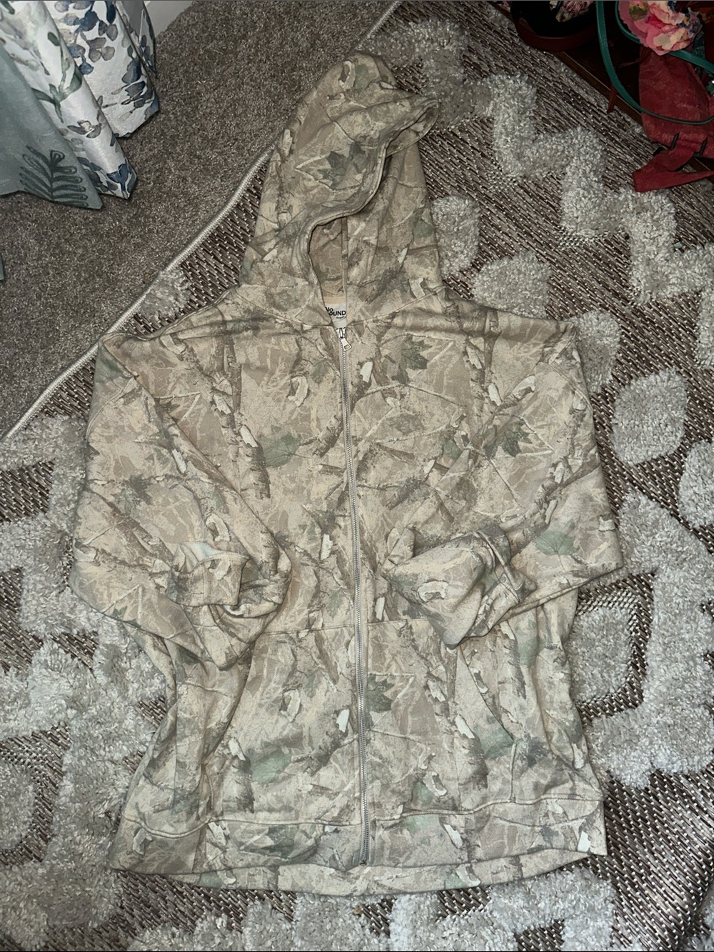 No Boundaries Beige Camo Lightweight Hooded Jacket Oversized